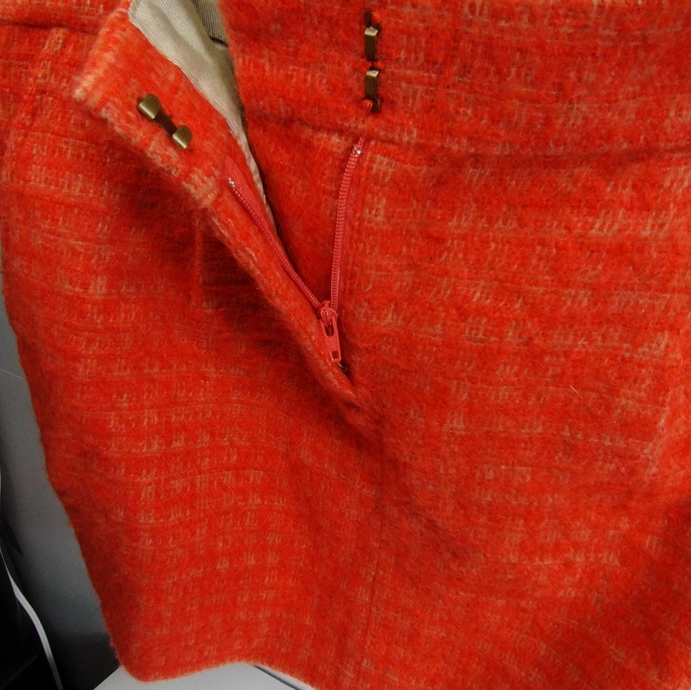 J. Crew Orange Tweed Mini Skirt l Wool And Cotton l Size 0 - Picture 4 of 6